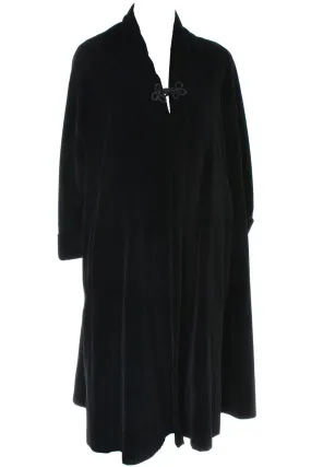 1950s Vintage Black Velvet Opera Evening Swing Coat Sun Kissed of California