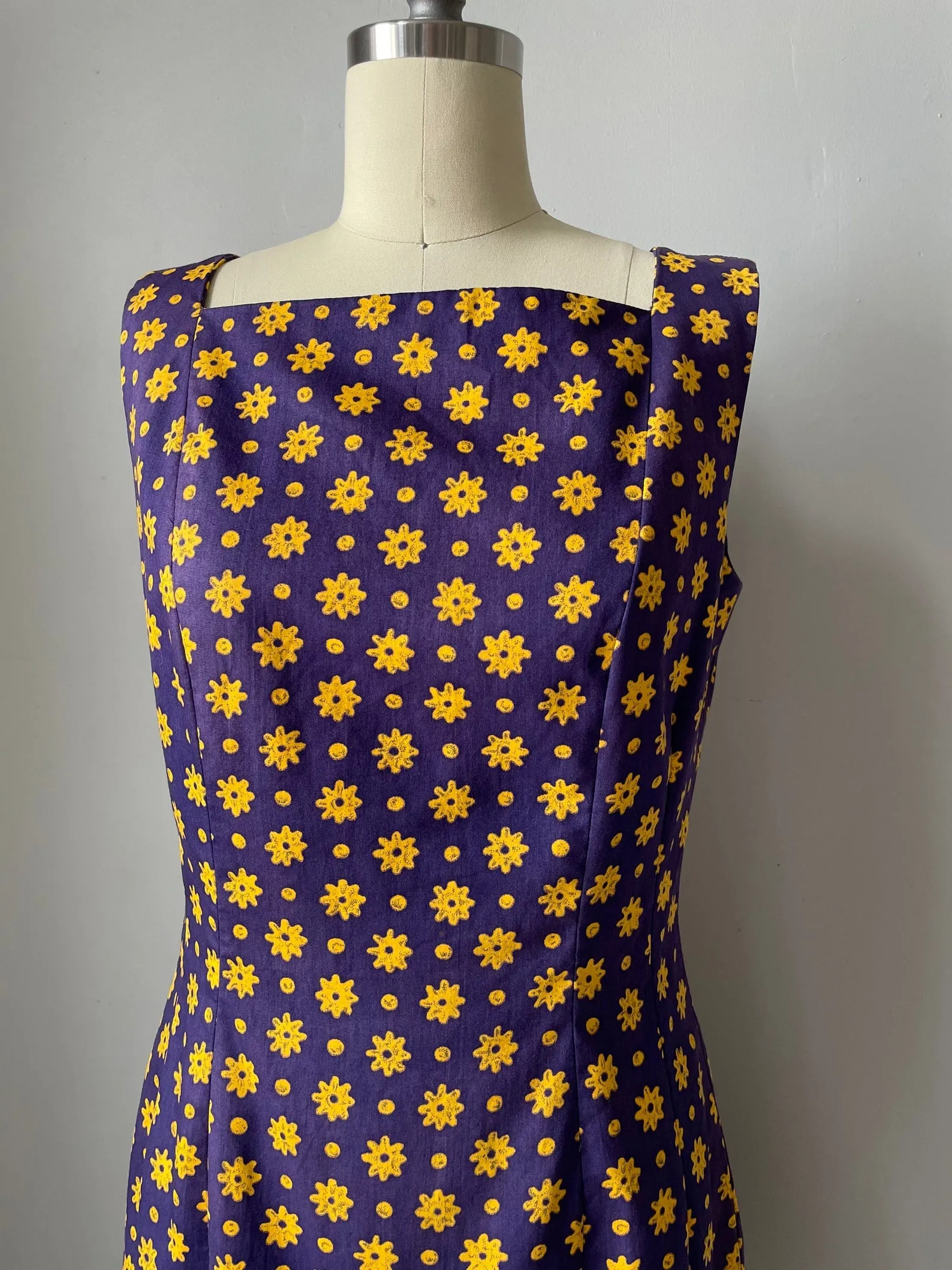 1960s Dress Cotton Floral Ruffle Shift M