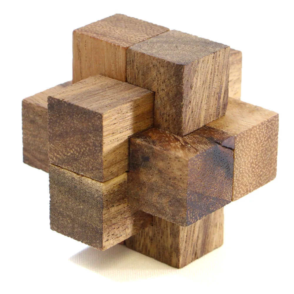 3 puzzles Brain teaser in a gift wooden box.