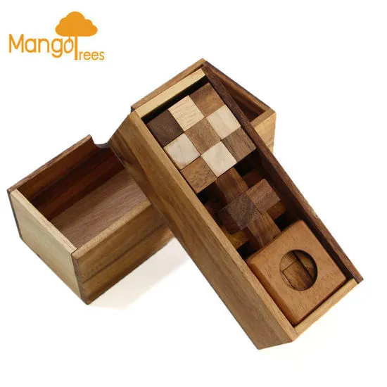 3 puzzles Brain teaser in a gift wooden box.