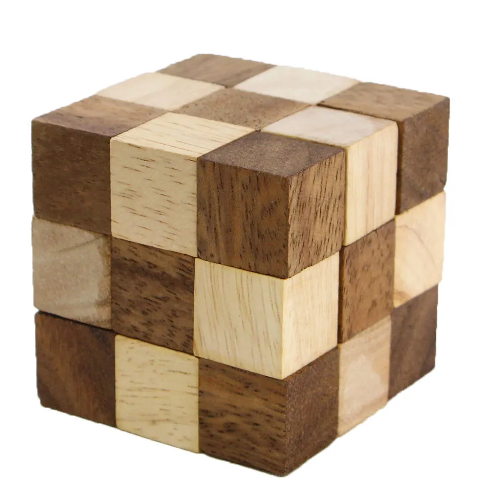 3 puzzles Brain teaser in a gift wooden box.