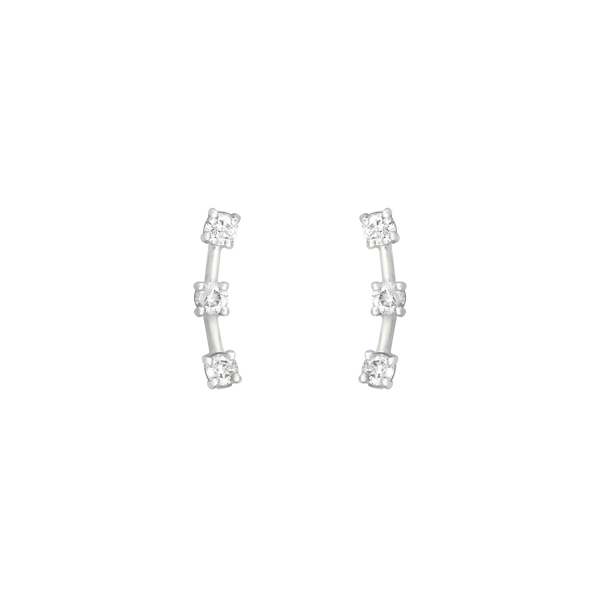 3 Stone Climber 18K Whitegold Stud w. Diamond