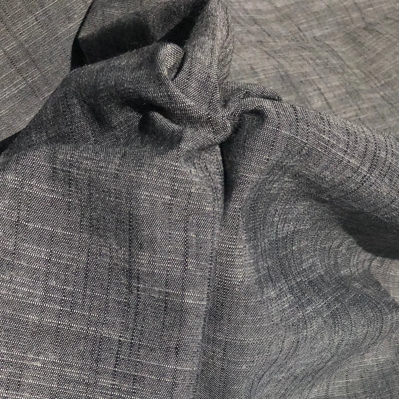 60" Cotton & Linen 5 OZ Gray Two Toned Cross Dye Woven Fabric By the Yard