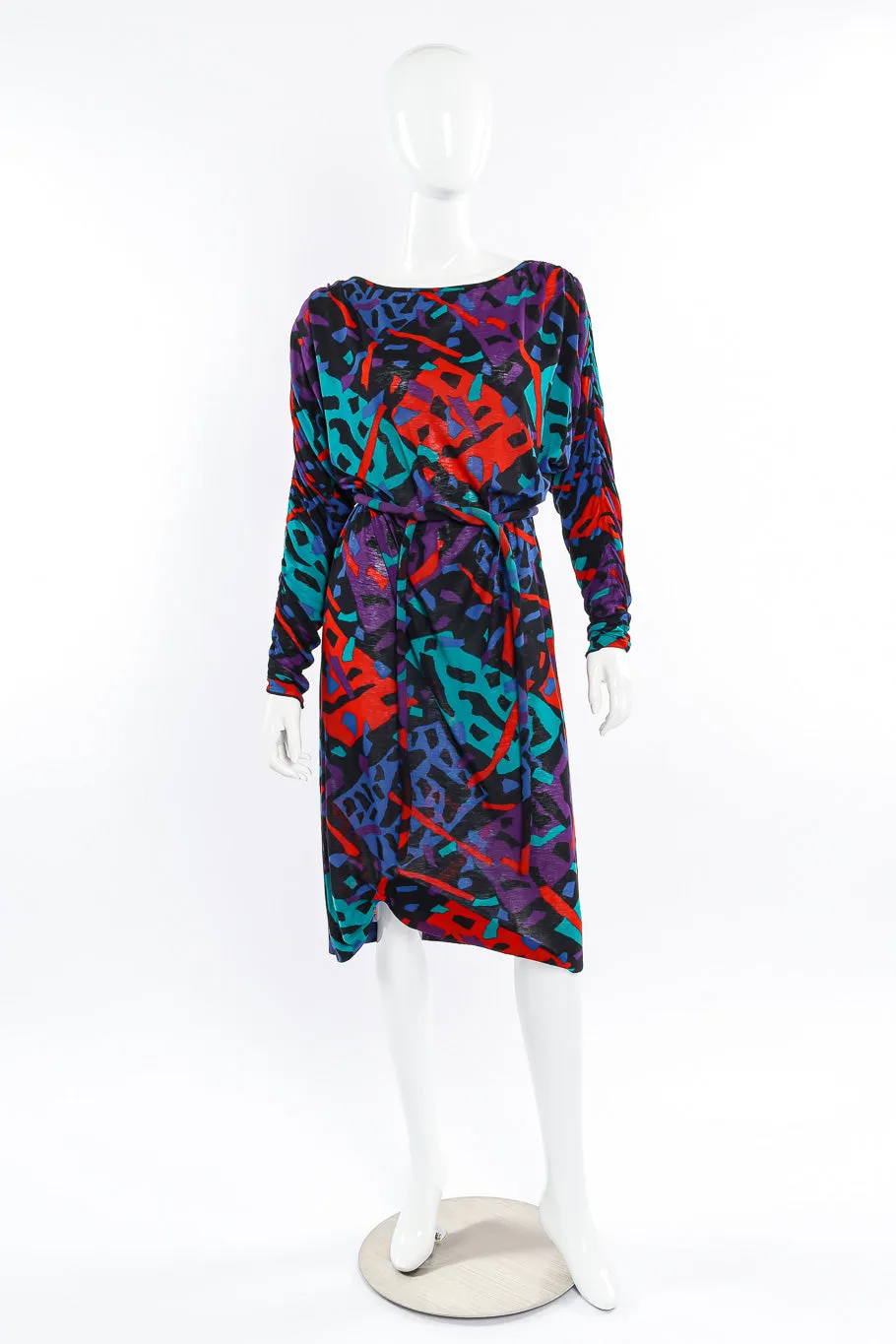 Abstract Print Batwing Dress