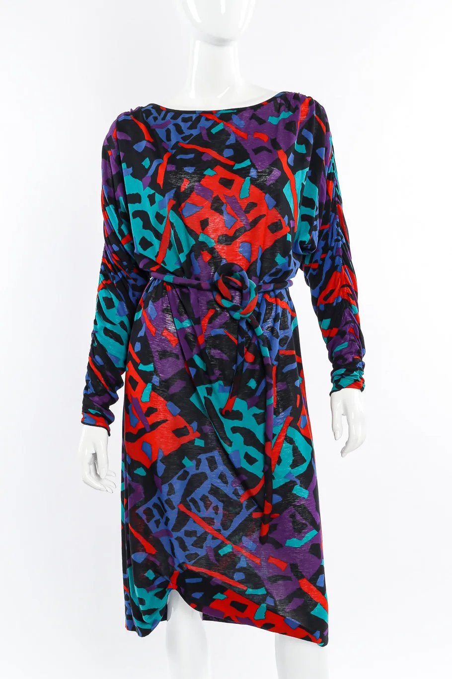 Abstract Print Batwing Dress