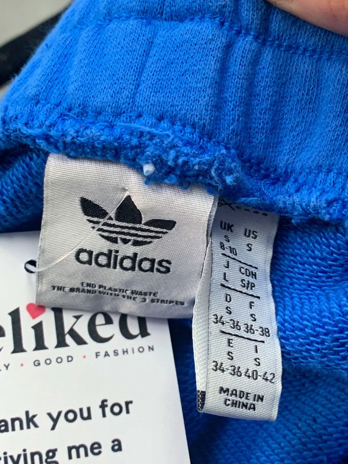 Adidas Blue 3-Stripes Joggers UK S