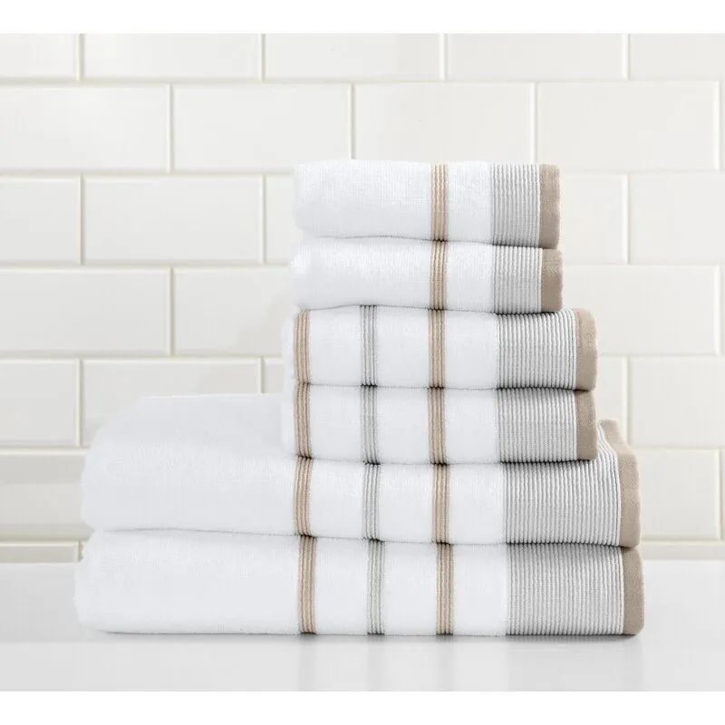 Aminah 6 Piece Classic Turkish Cotton Multi Size Towel Set