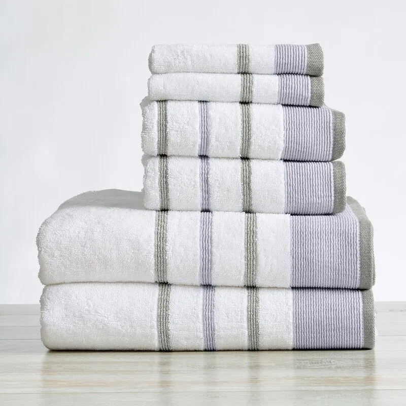 Aminah 6 Piece Classic Turkish Cotton Multi Size Towel Set