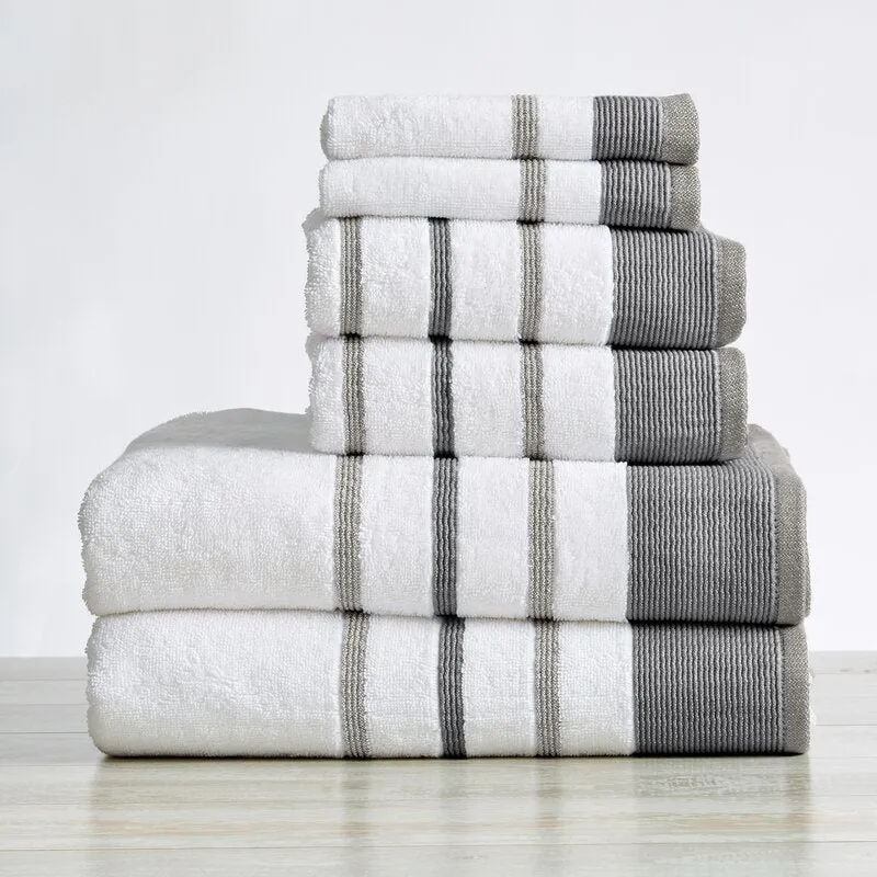 Aminah 6 Piece Classic Turkish Cotton Multi Size Towel Set