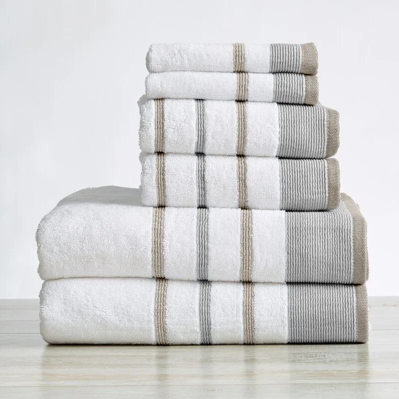 Aminah 6 Piece Classic Turkish Cotton Multi Size Towel Set