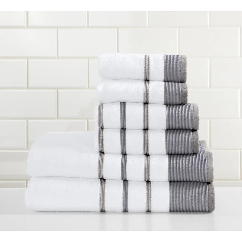 Aminah 6 Piece Classic Turkish Cotton Multi Size Towel Set