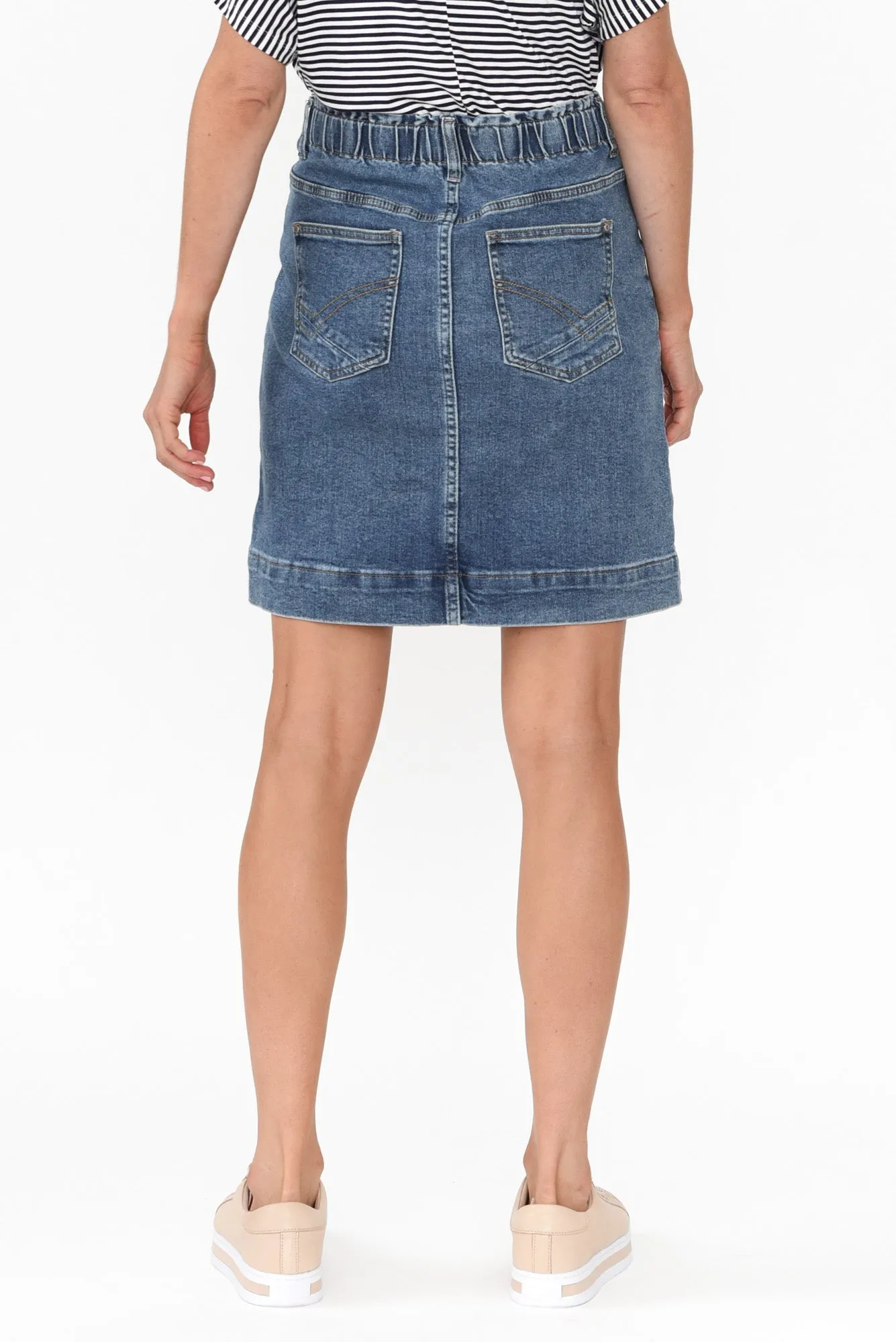 Atlas Dark Blue Denim Stretch Skirt