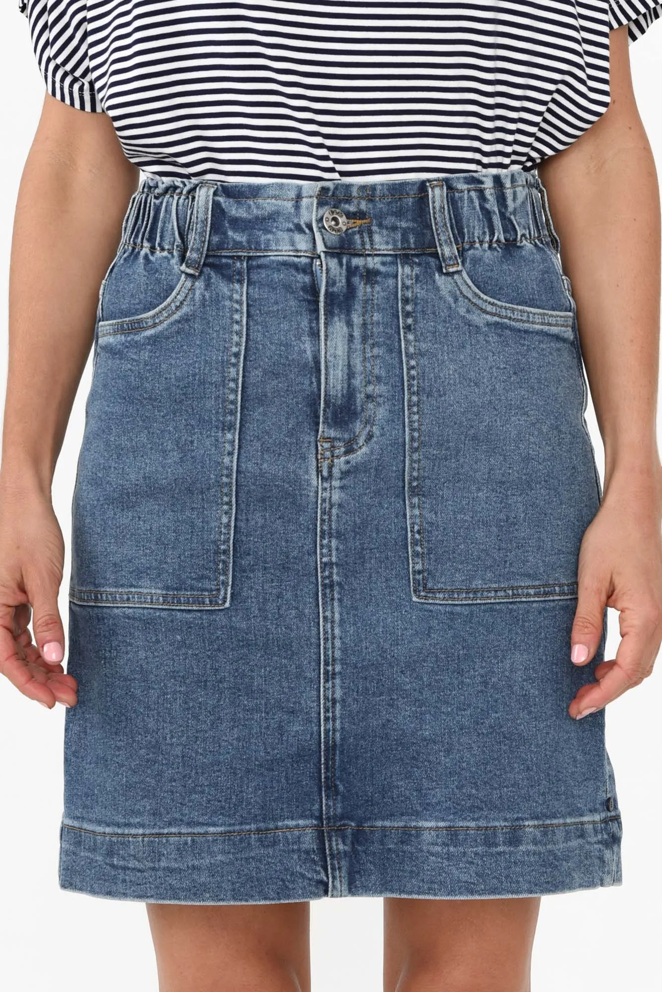 Atlas Dark Blue Denim Stretch Skirt