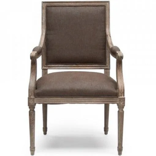 Aubergine Square Back French Arm Chair