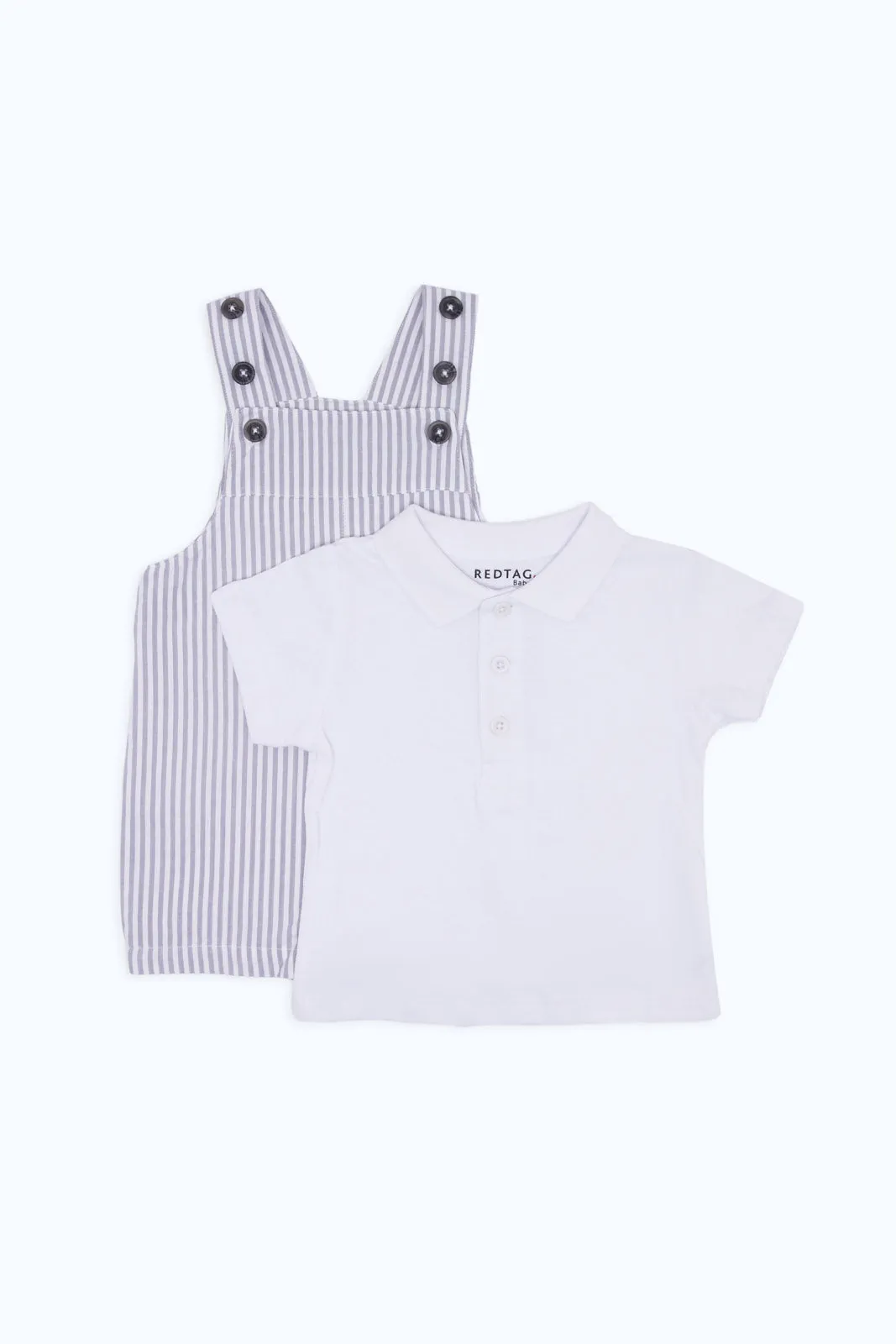 Babies White And Lilac Dungaree Set (2 Piece)