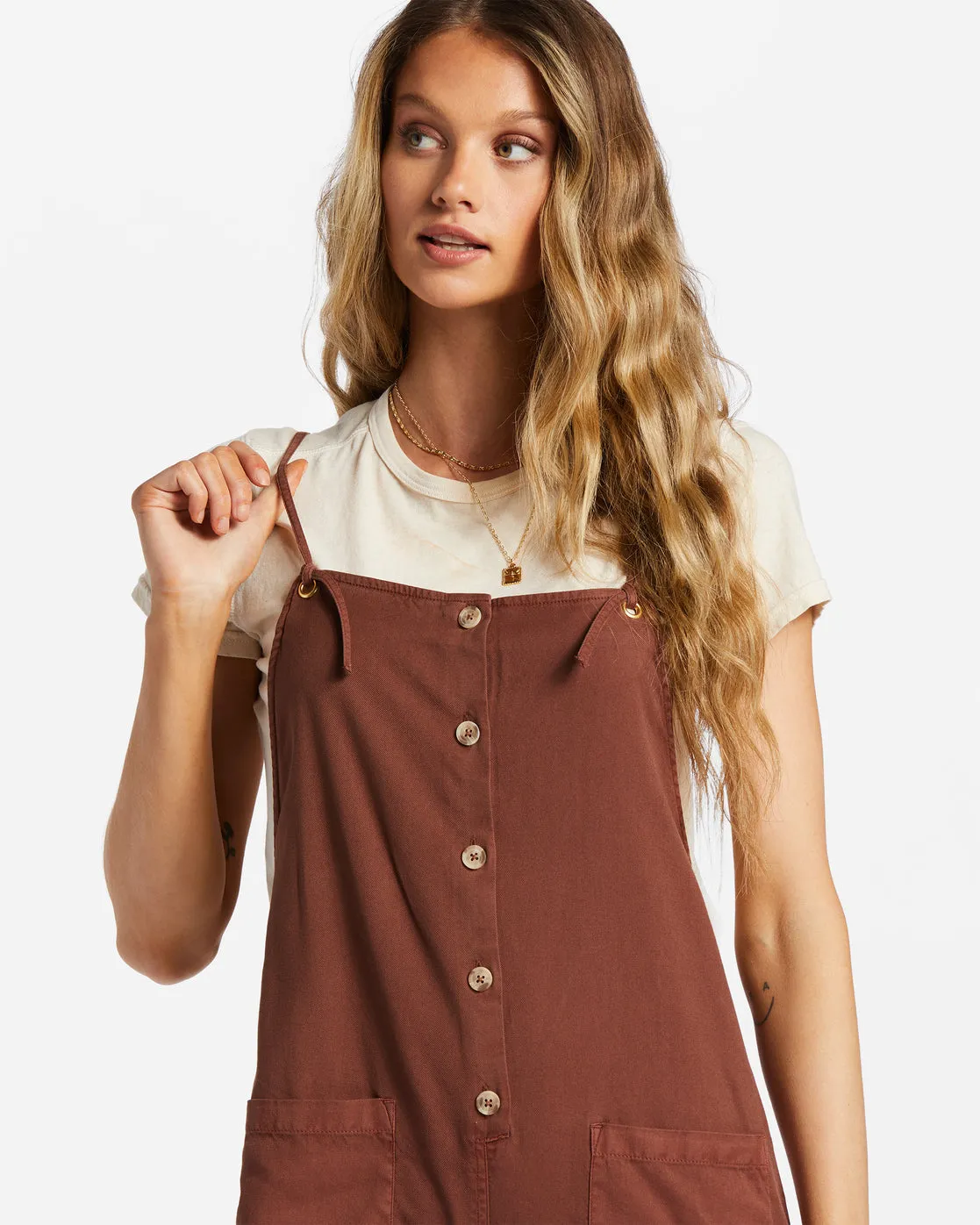 Beach Cruiser Wide-Leg Overalls - Mocha