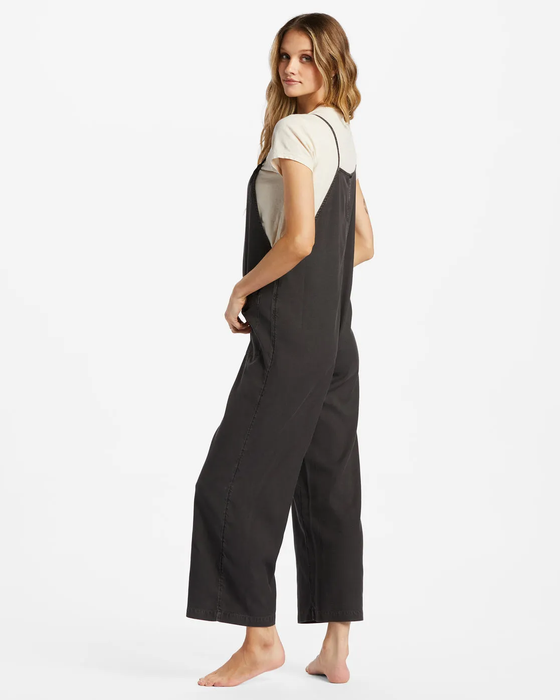 Beach Cruiser Wide-Leg Overalls - Off Black 1