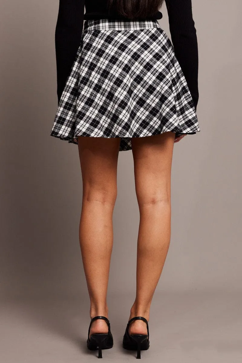 Black Check Skater Skirt Mini