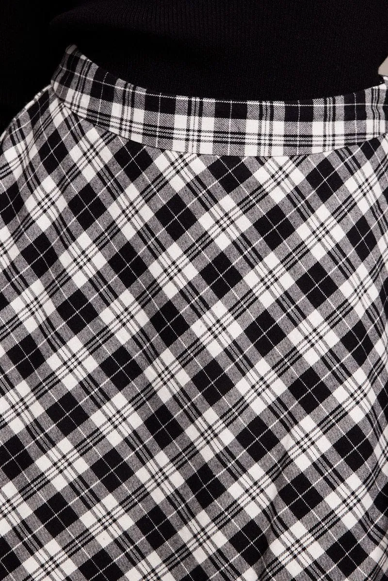 Black Check Skater Skirt Mini