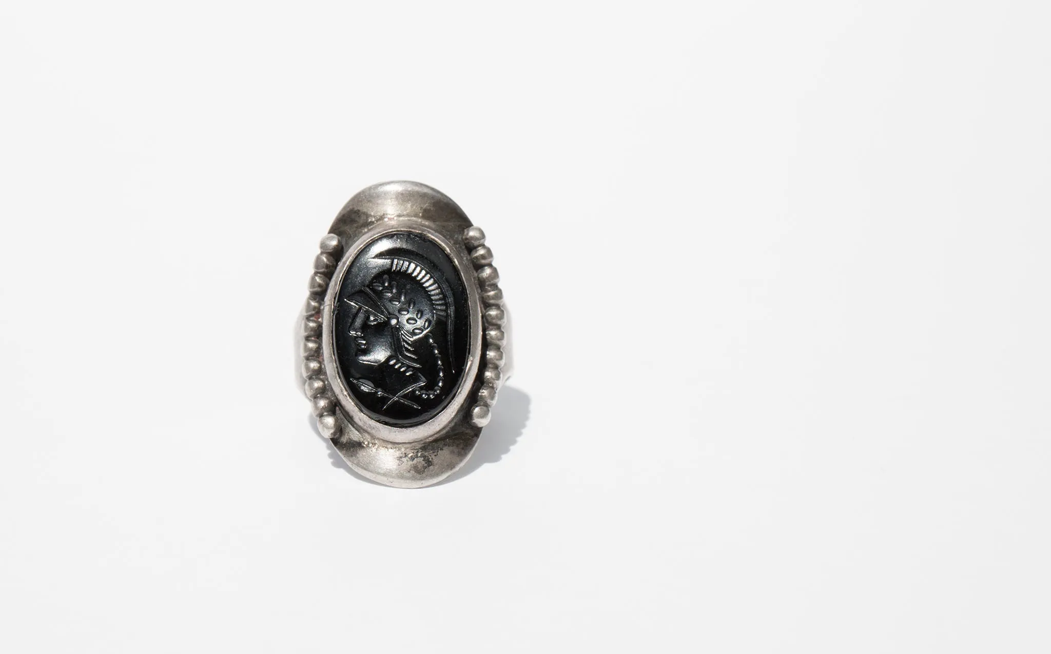 Black Glass Cameo Ring