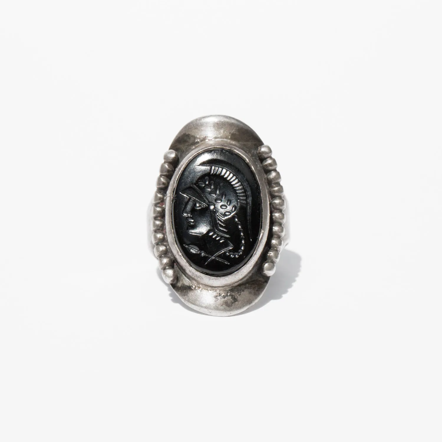 Black Glass Cameo Ring