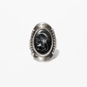 Black Glass Cameo Ring