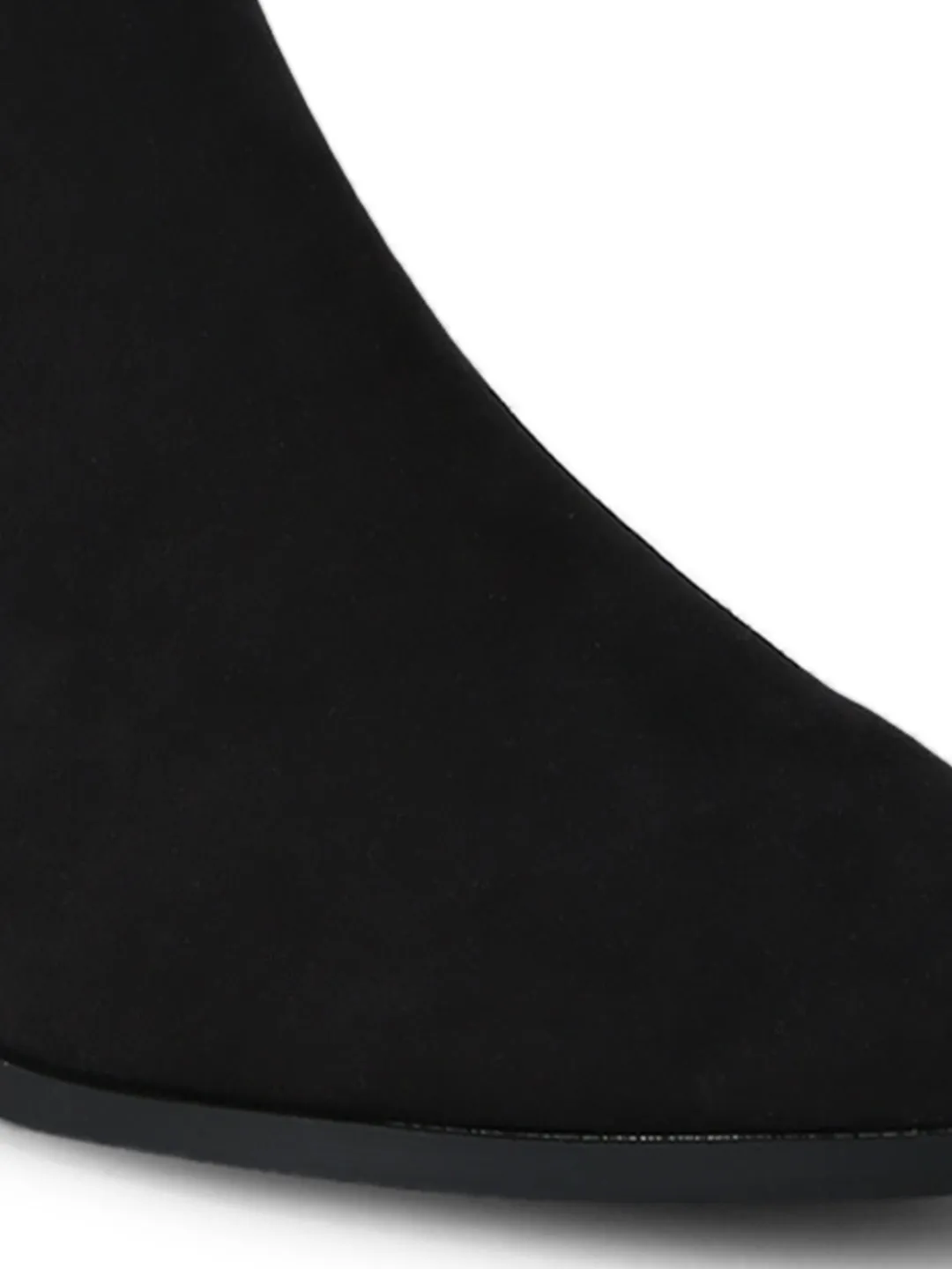 Black Micro Low Heel Ankle Length Boots