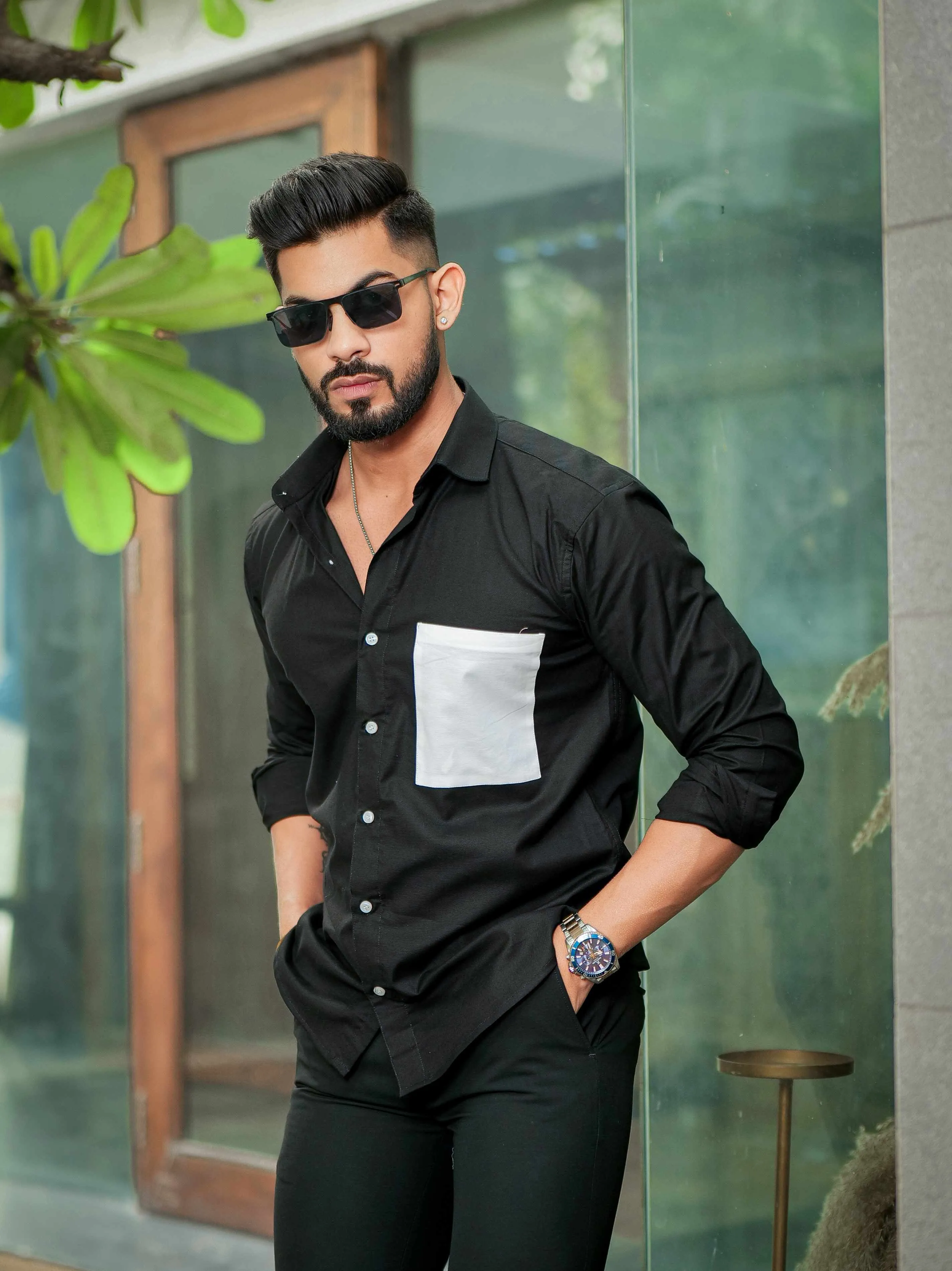 Black Oxford Cotton Designer Shirt