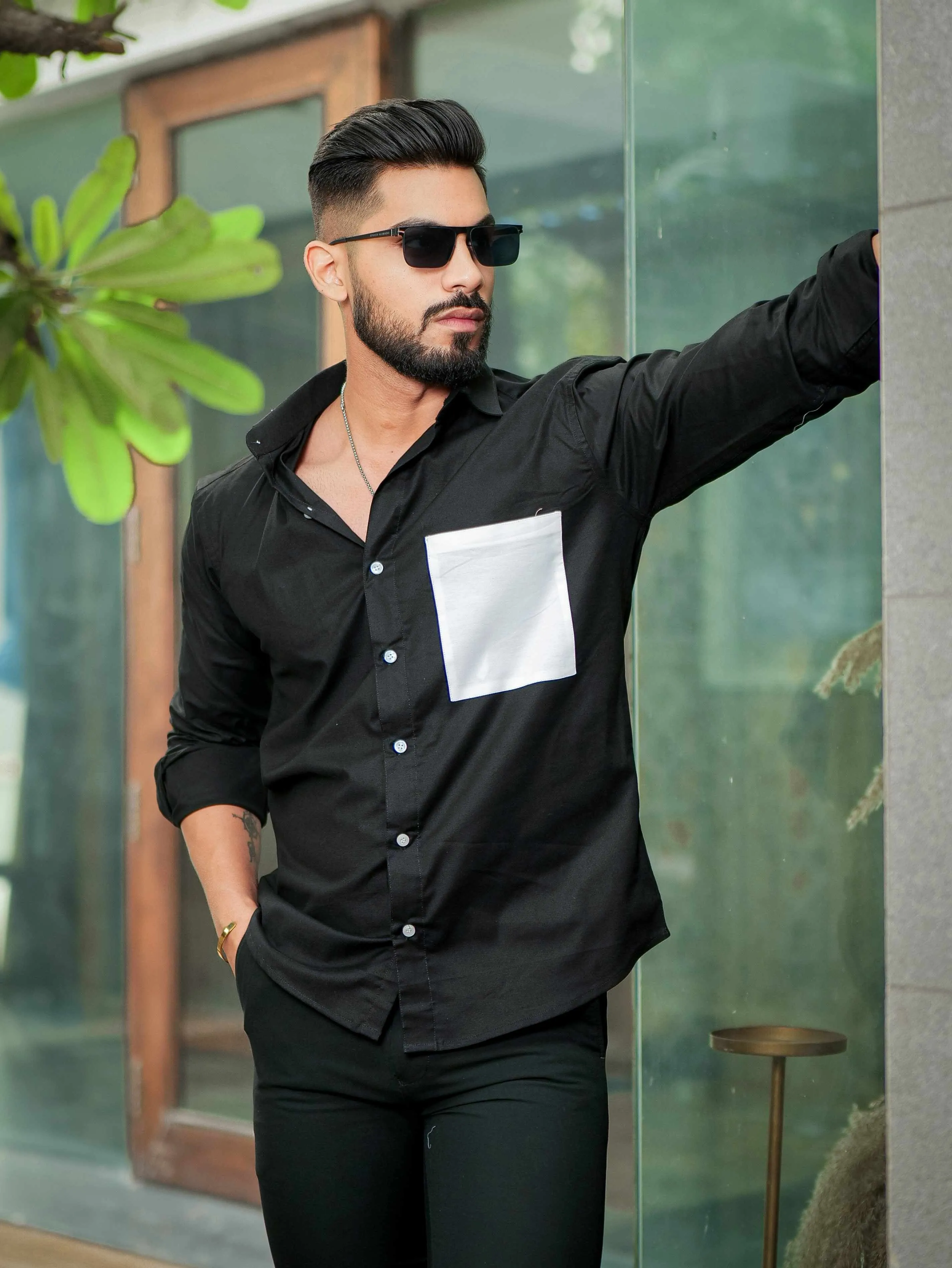 Black Oxford Cotton Designer Shirt