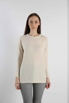 Boat Neck Pure Cashmere Sweater - Ivory