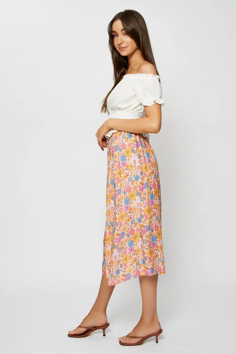 Boho Print Maxi Skirt Relaxed