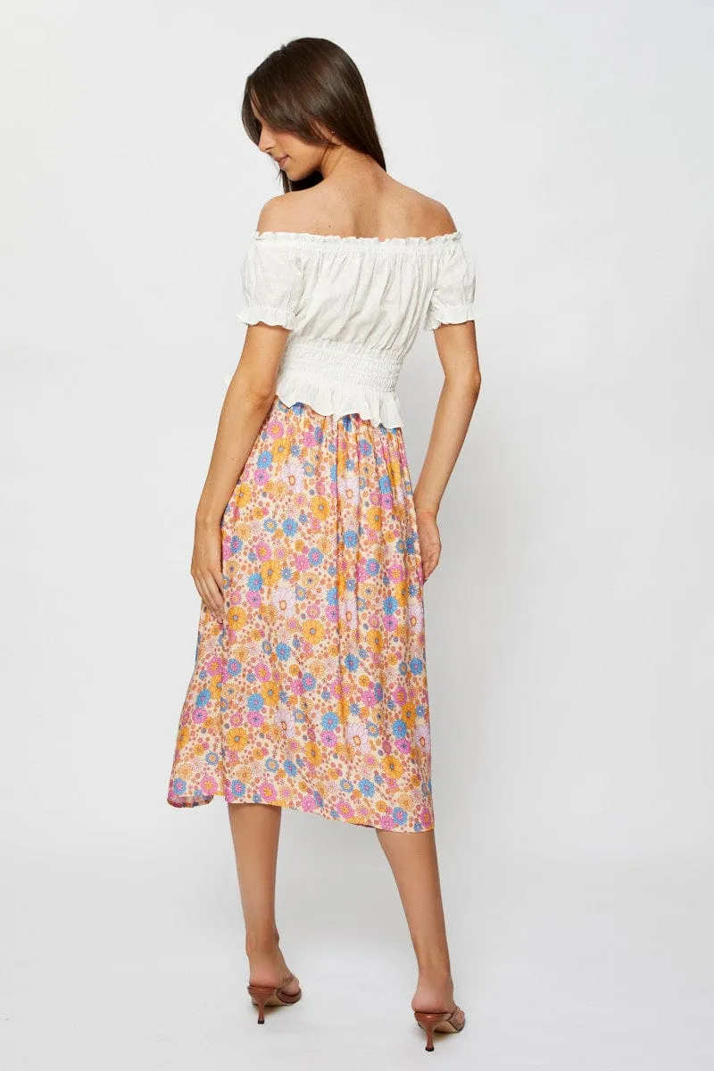 Boho Print Maxi Skirt Relaxed