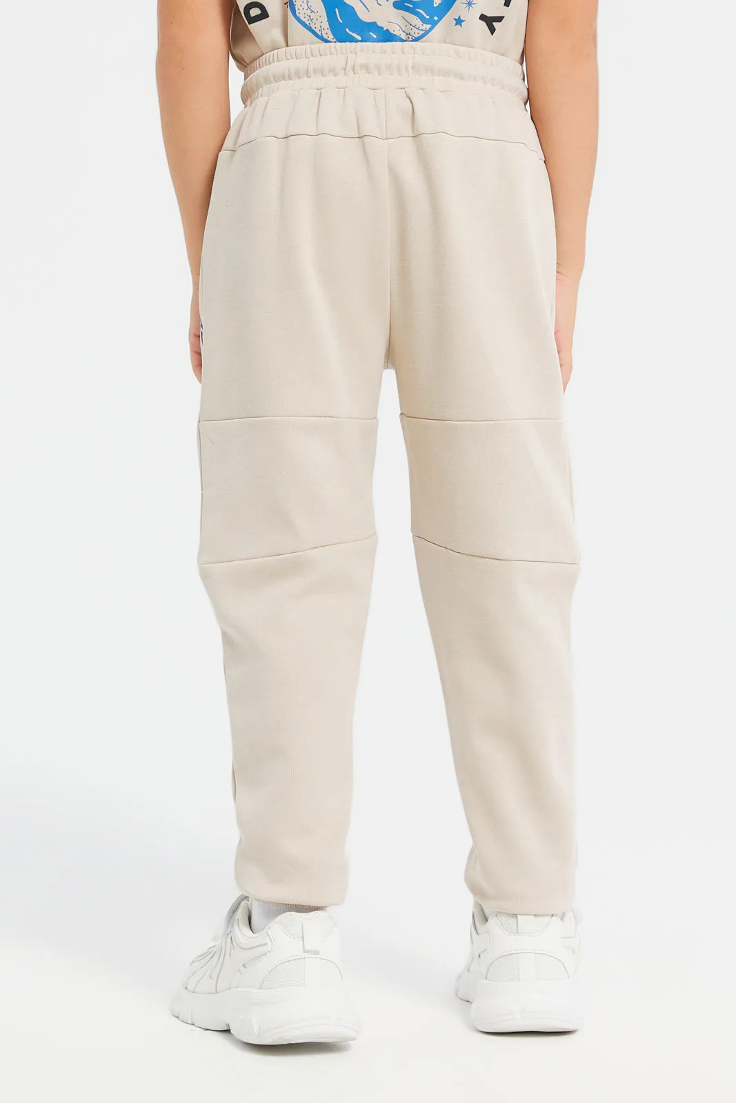 Boys Beige Jog Pant With Side Tape