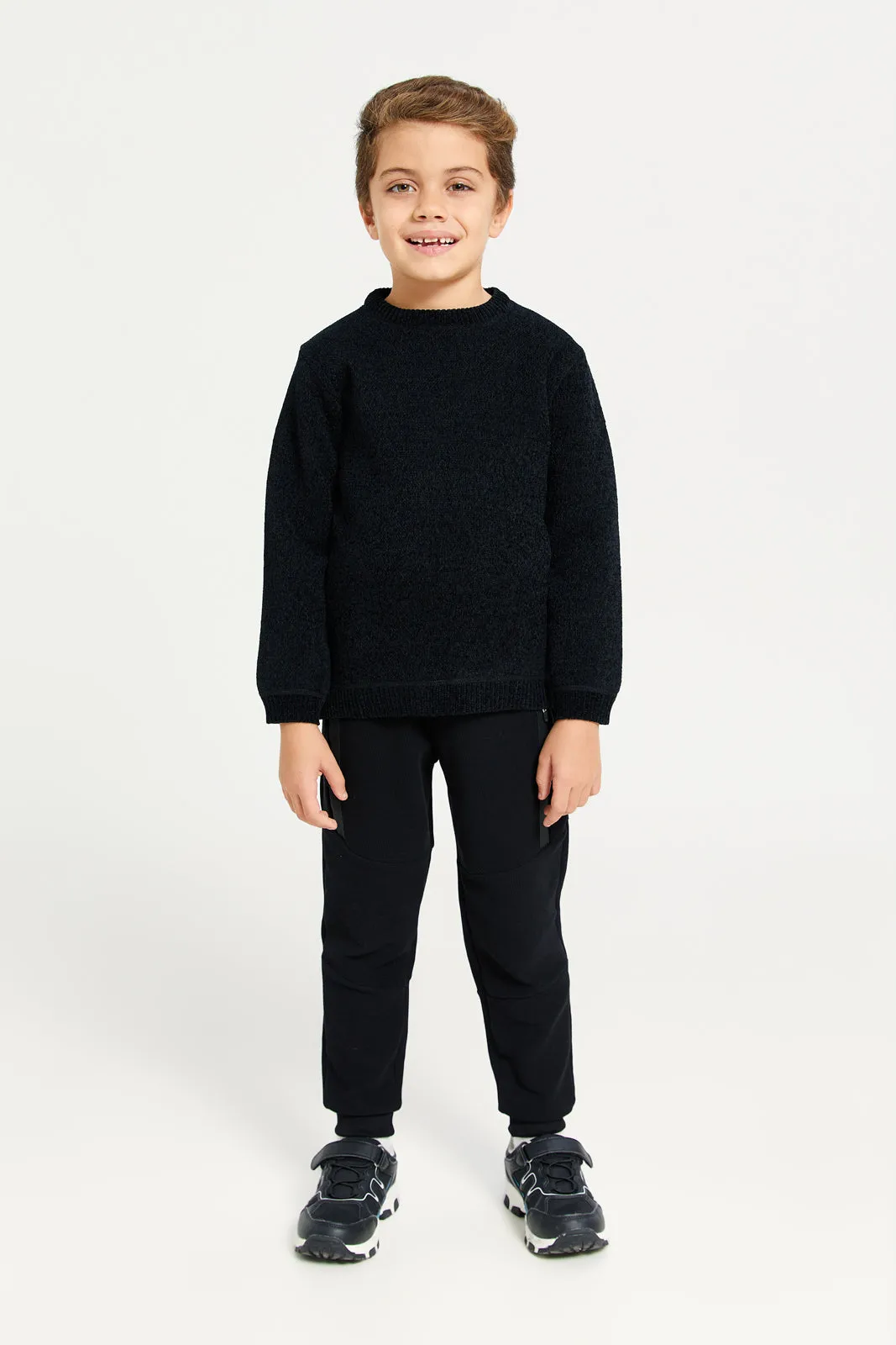 Boys Black Chenille With Fleece Lining Pullover