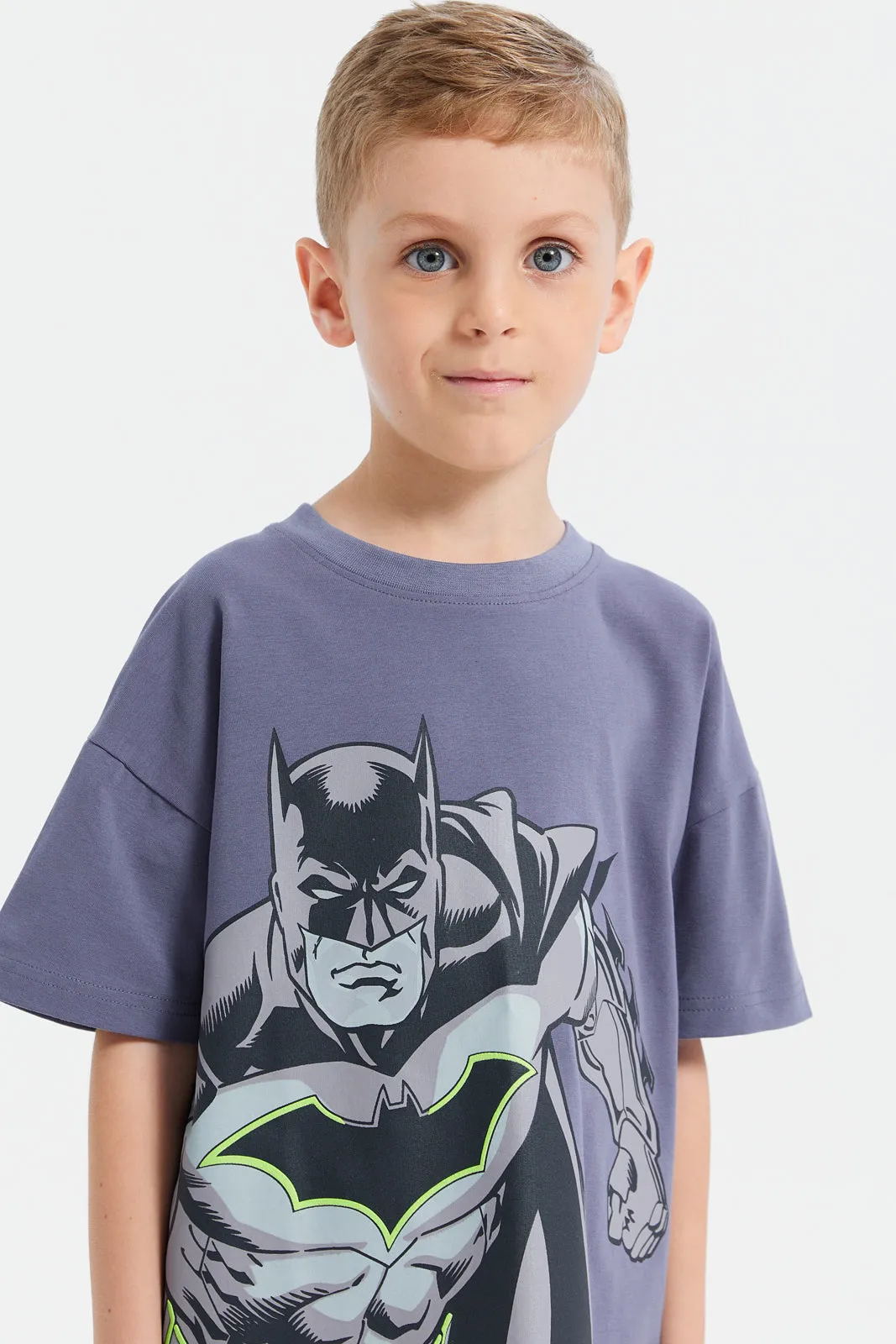 Boys Lilac Batman Short Sleeve T-Shirt