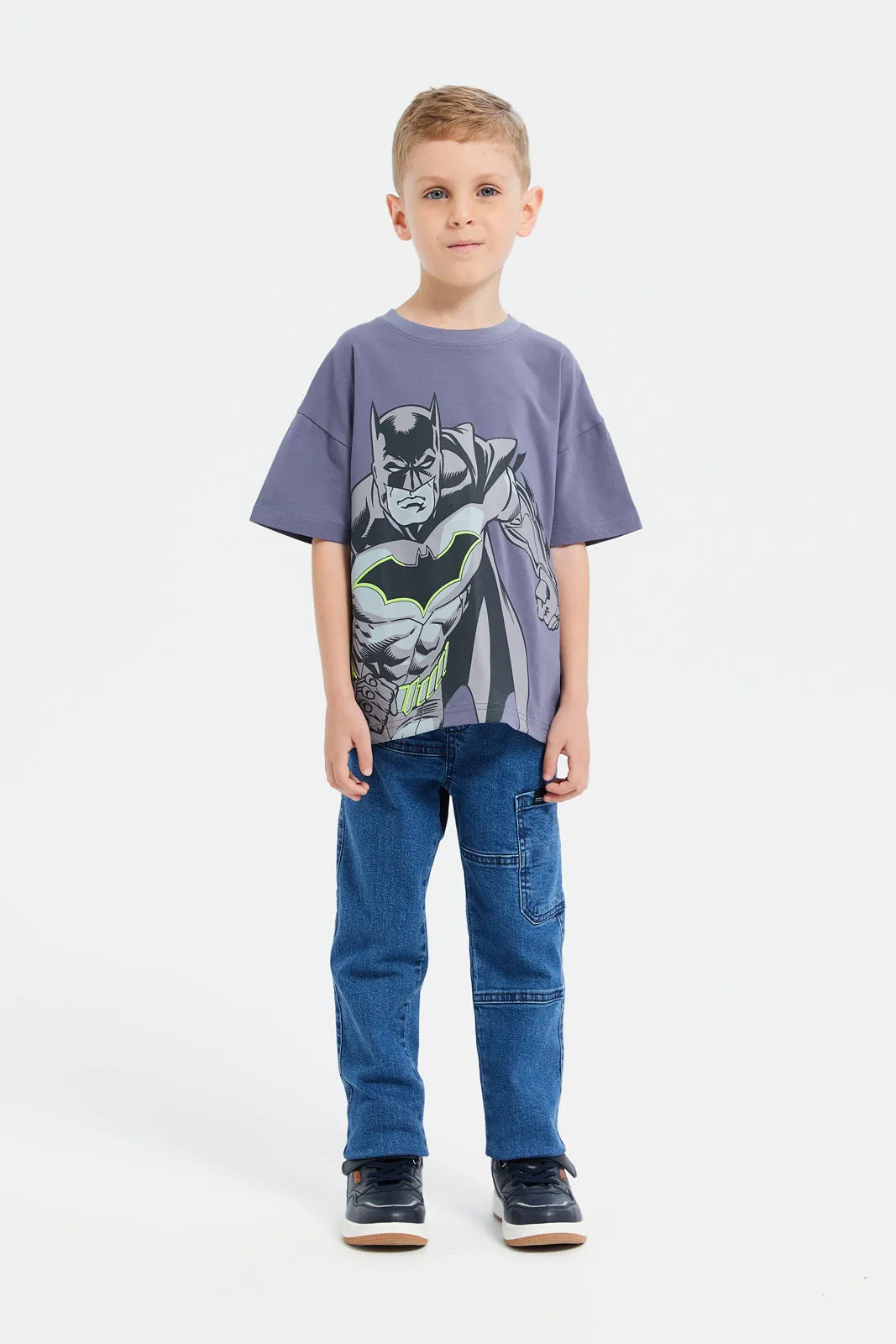 Boys Lilac Batman Short Sleeve T-Shirt