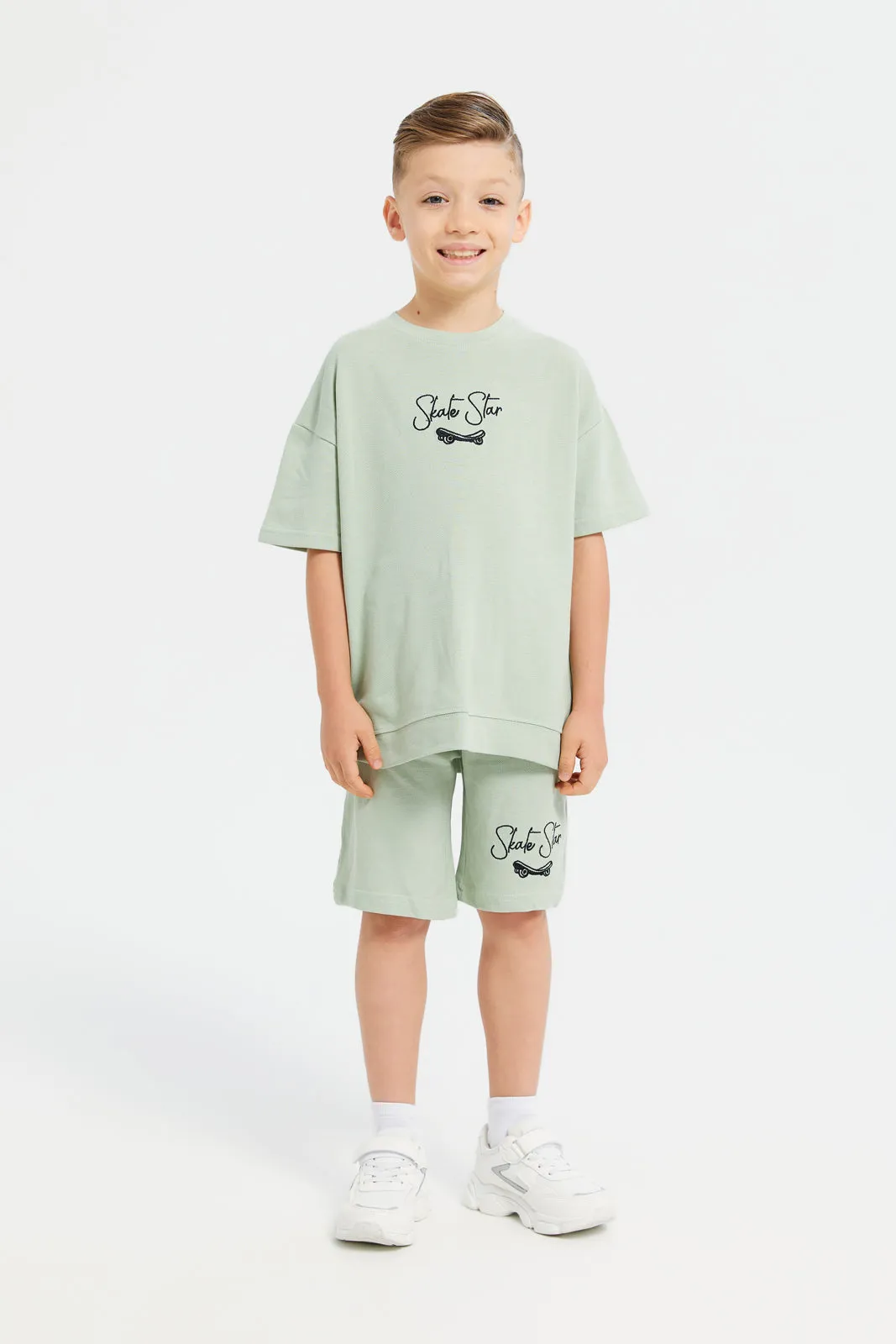 Boys Mint Jacquard Shorts