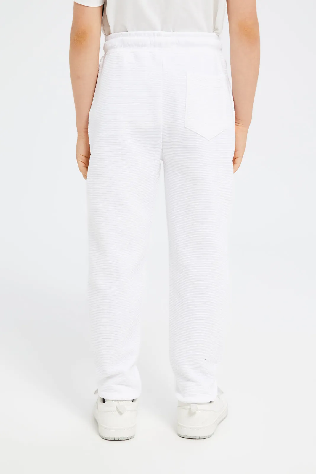 Boys White Track Pants