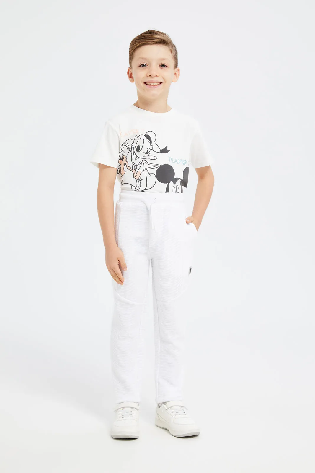 Boys White Track Pants