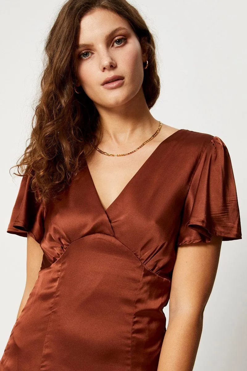 Brown Mini Dress Short Sleeve