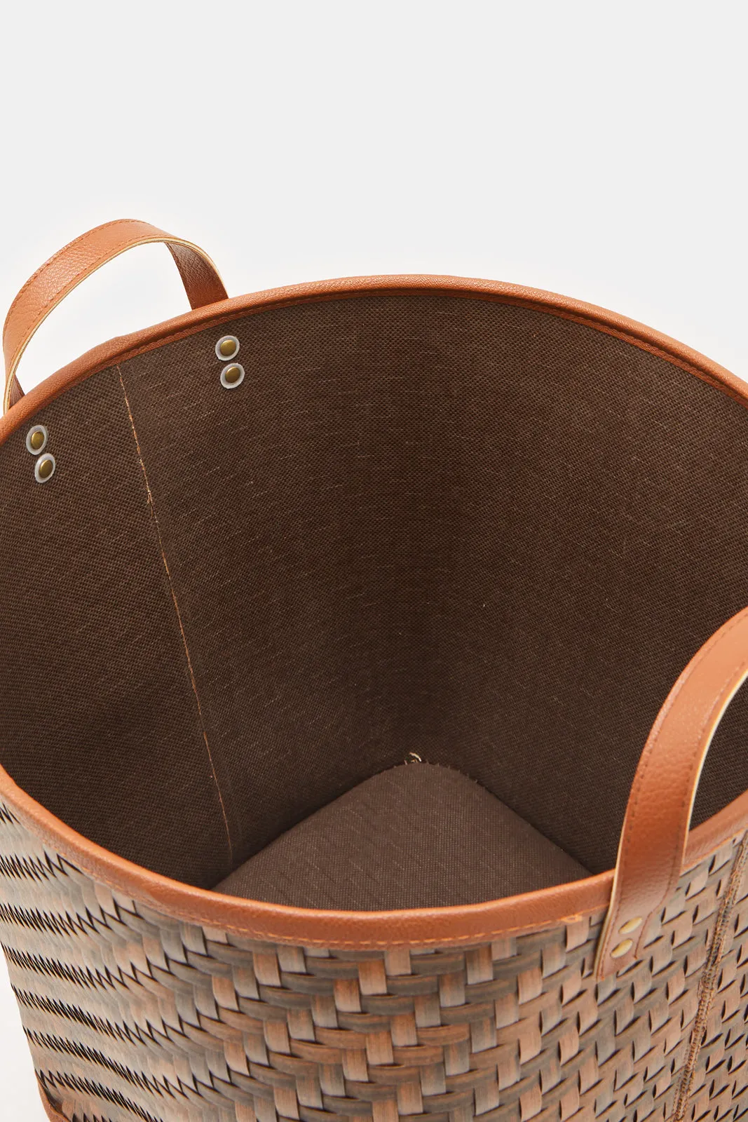 Brown Round Laundry Hamper (Medium)