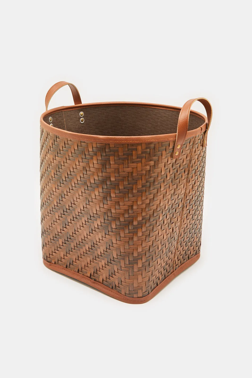 Brown Round Laundry Hamper (Medium)