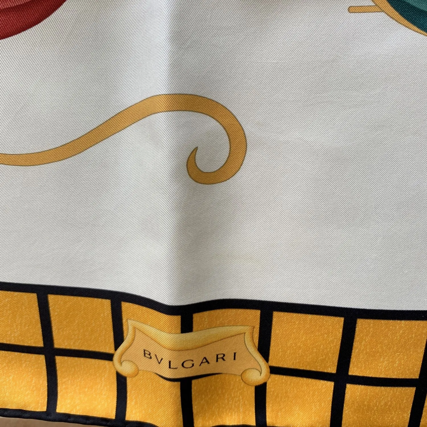 Bulgari Bvlgari Vintage Silk Scarf Gondola Boats Yellow border