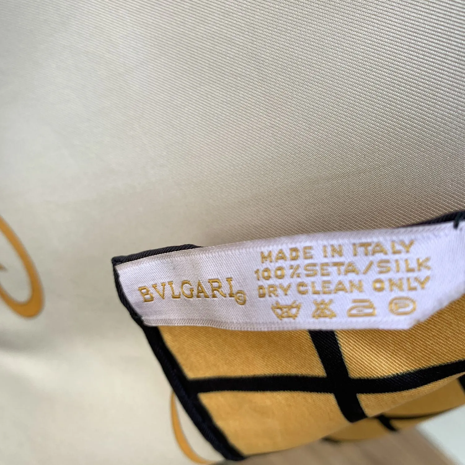 Bulgari Bvlgari Vintage Silk Scarf Gondola Boats Yellow border