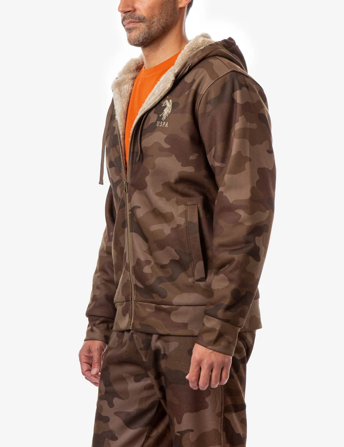 CAMO FULL ZIP SHERPA HOODIE