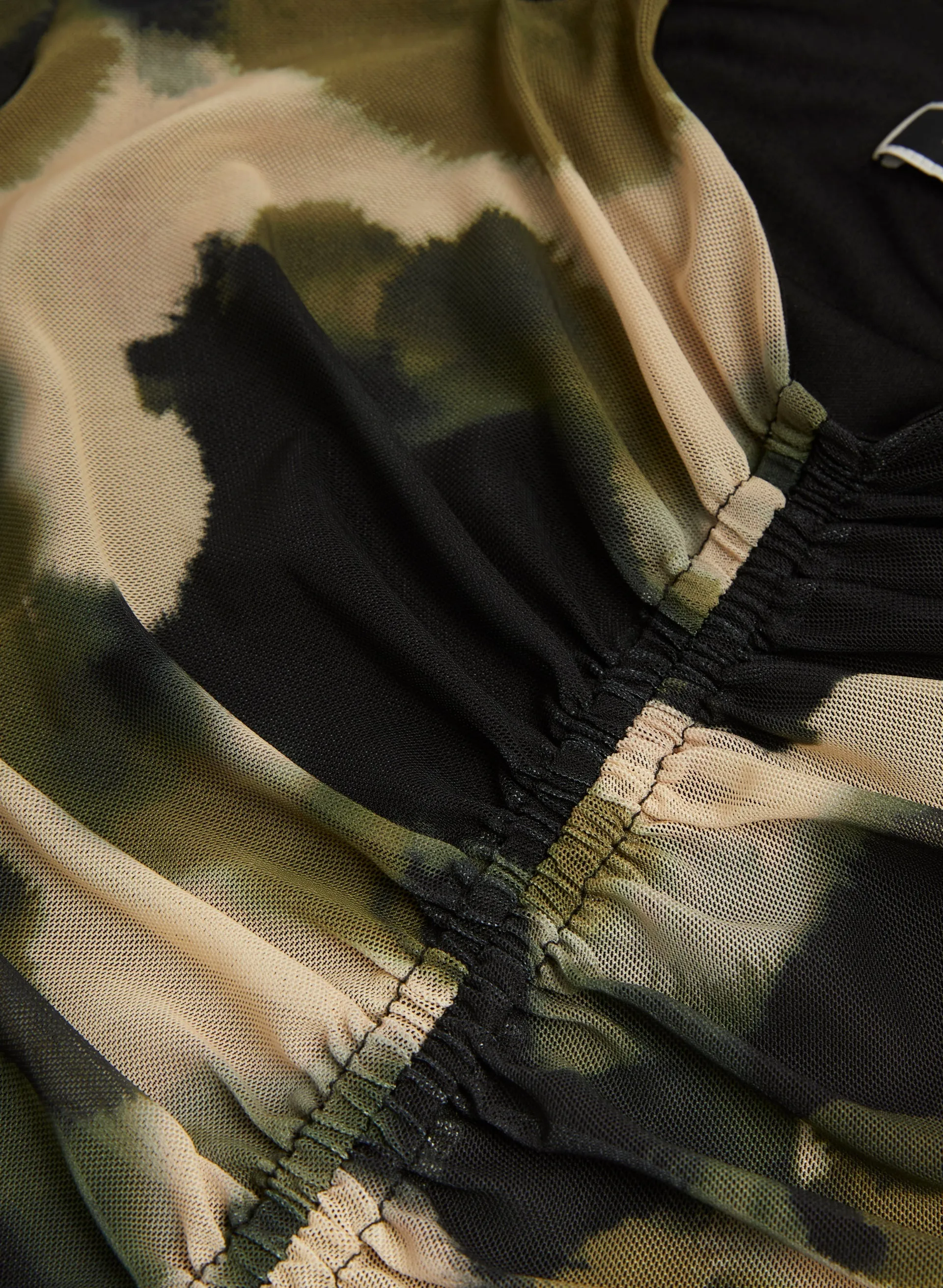 Camouflage Print Ruched Top