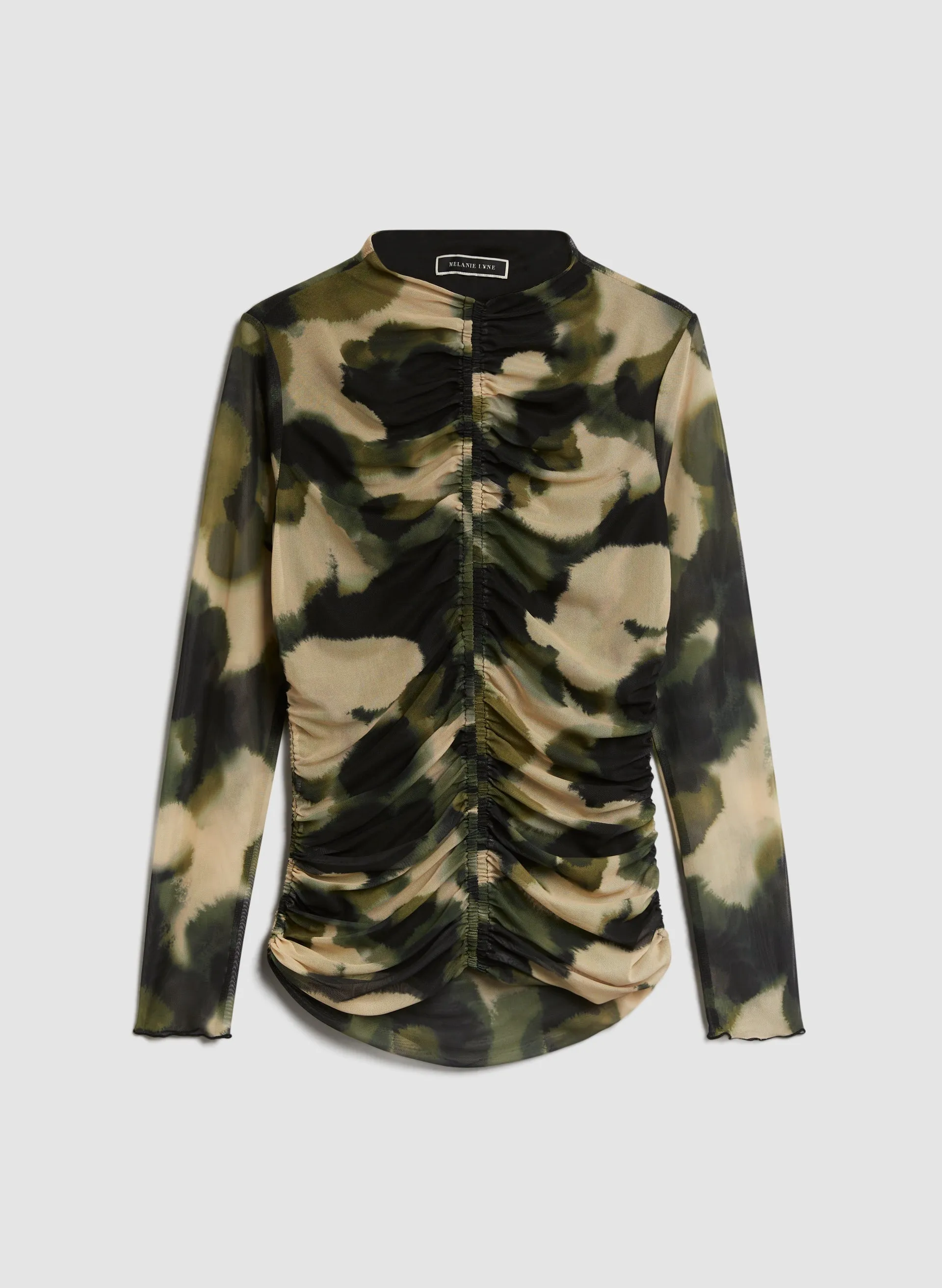 Camouflage Print Ruched Top