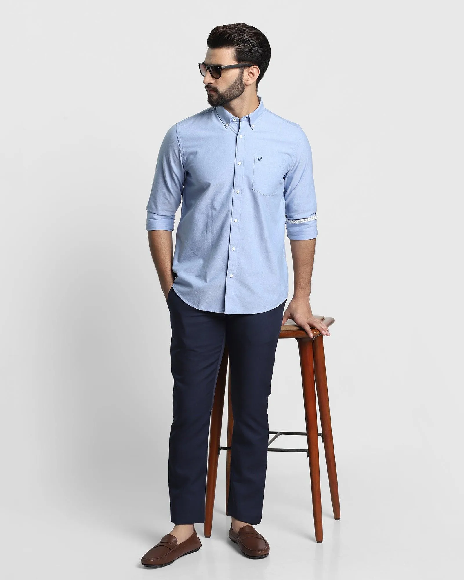 Casual Blue Solid Shirt - Sonic