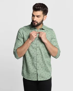 Casual Green Printed Shirt - Cognac