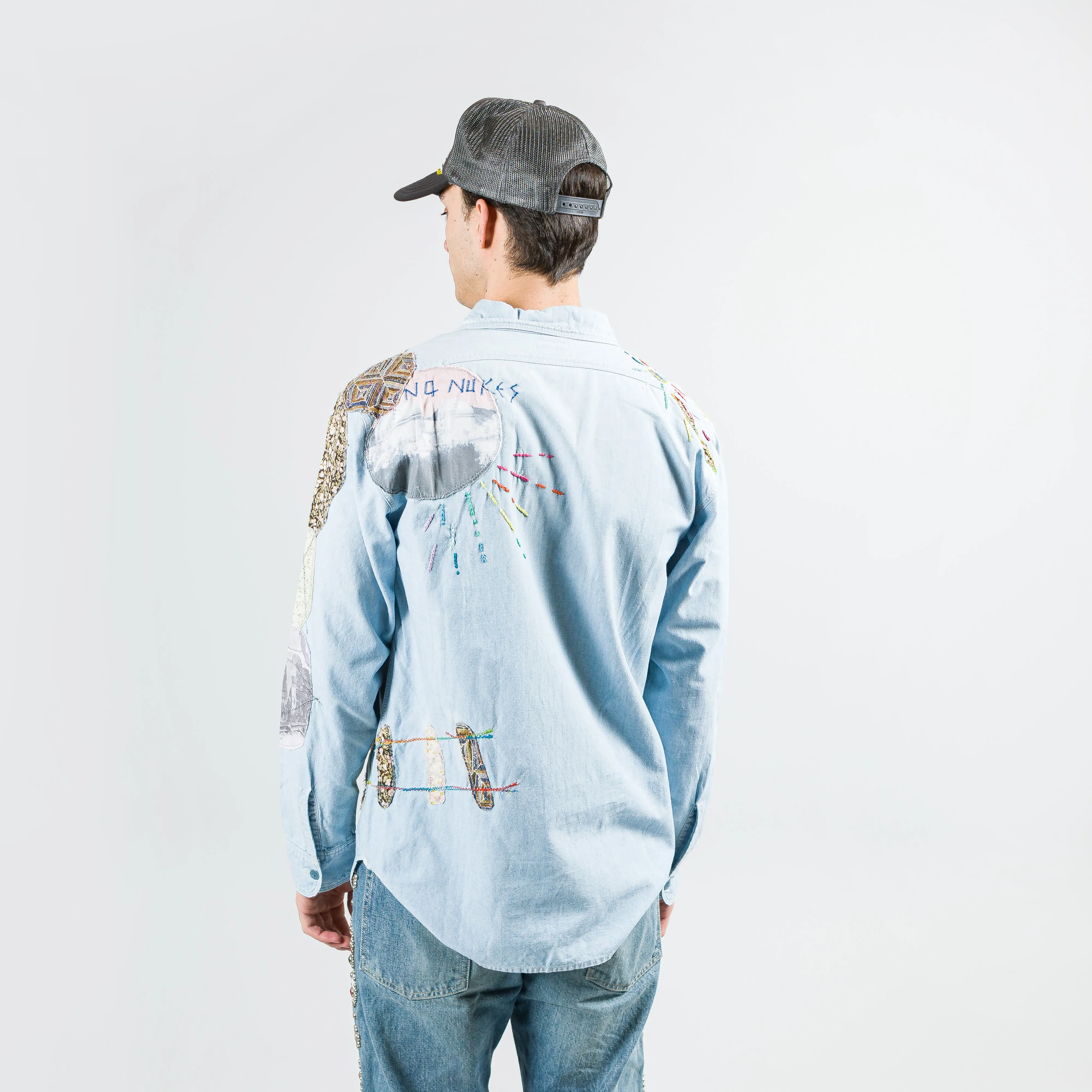 Chambray WORK Shirt (HIPPIE PATCH REMAKE) - Sax